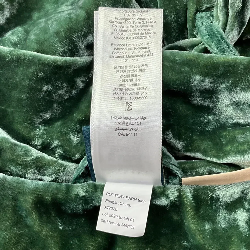 Pottery Barn Teen Slytherin Robe Kids Medium Green Velvet Harry Potter Belted